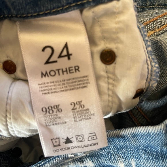 Women's Mother “The Looker” Cream Soda  Blue Denim Distressed Womens Jeans Sz 24 - Picture 4 of 4